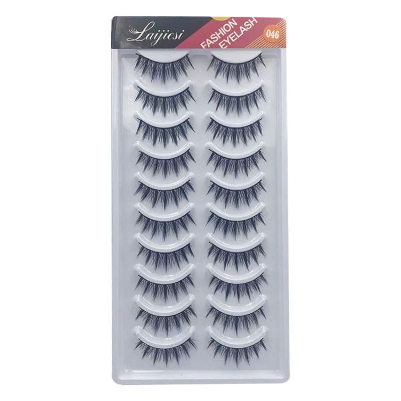 Diez pares de ropa 046 # natural grueso pequeño diablo dibujos animados Barbie pestañas linda chica maquillaje luz maquillaje europeo y americano pestañas falsas diarias