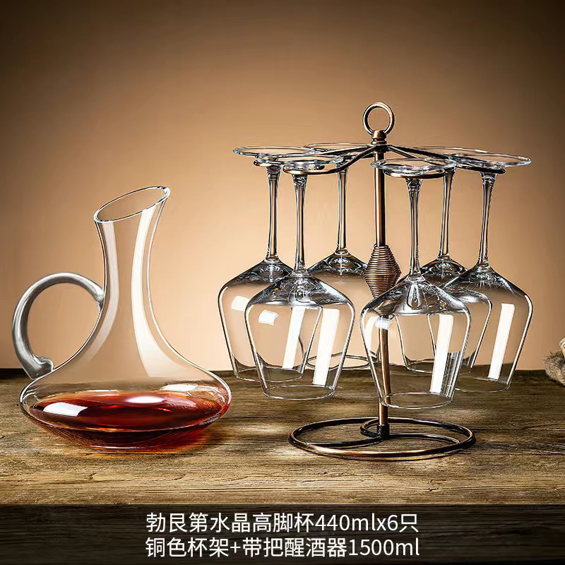 440ML 크리스탈 6개 + 핸들 디켄터 + 컵 홀더