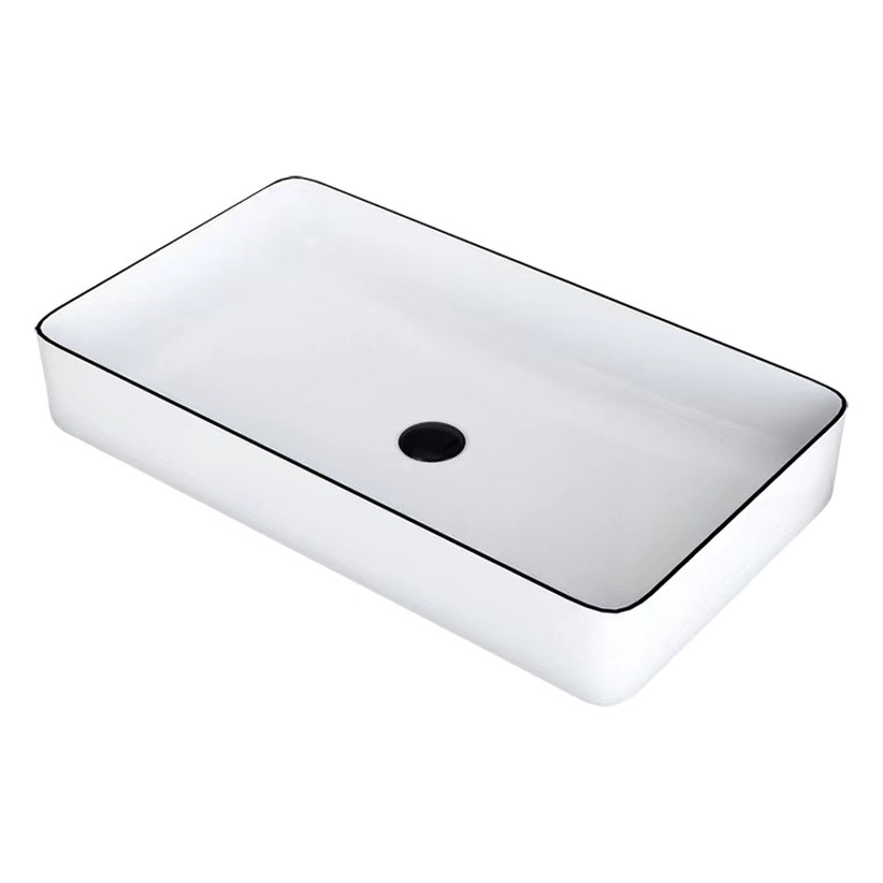 Hotel ceramic counter basin bathroom black edge high-end wash basin Nordic style simple high temperature porcelain basin wash basin