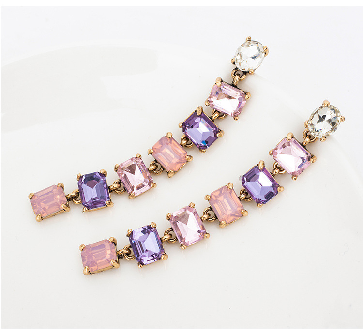 Alloy, Rhinestone Material 1 Pair Fashion Square Alloy Rhinestone Women's Drop Earrings