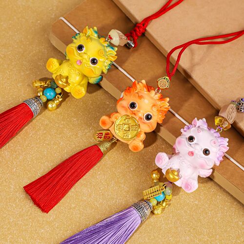 Cute Pixiu Pendant Temple Jufu Car Interior Decoration Supplies Car Rearview Mirror Car Pendant Gift Wholesale