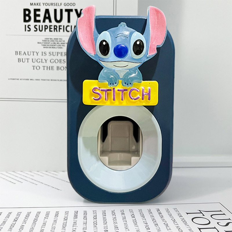 自動歯磨き粉絞り器、怠惰な絞り器、漫画のかわいいステッチ、子供用壁掛けパンチフリーラック|undefined