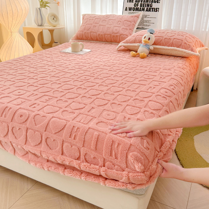 Thick milk velvet bed cover winter coral velvet flange Tower velvet protective cover non-slip carved velvet single bed sheet