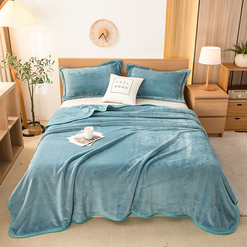 现代简约纯色复古牛奶绒毛毯珊瑚绒单人午睡盖毯被子空调毯子床单