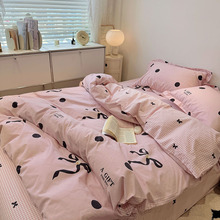 全棉加厚贡缎磨毛四件套田园风小碎花少女心被套床单秋冬季床品