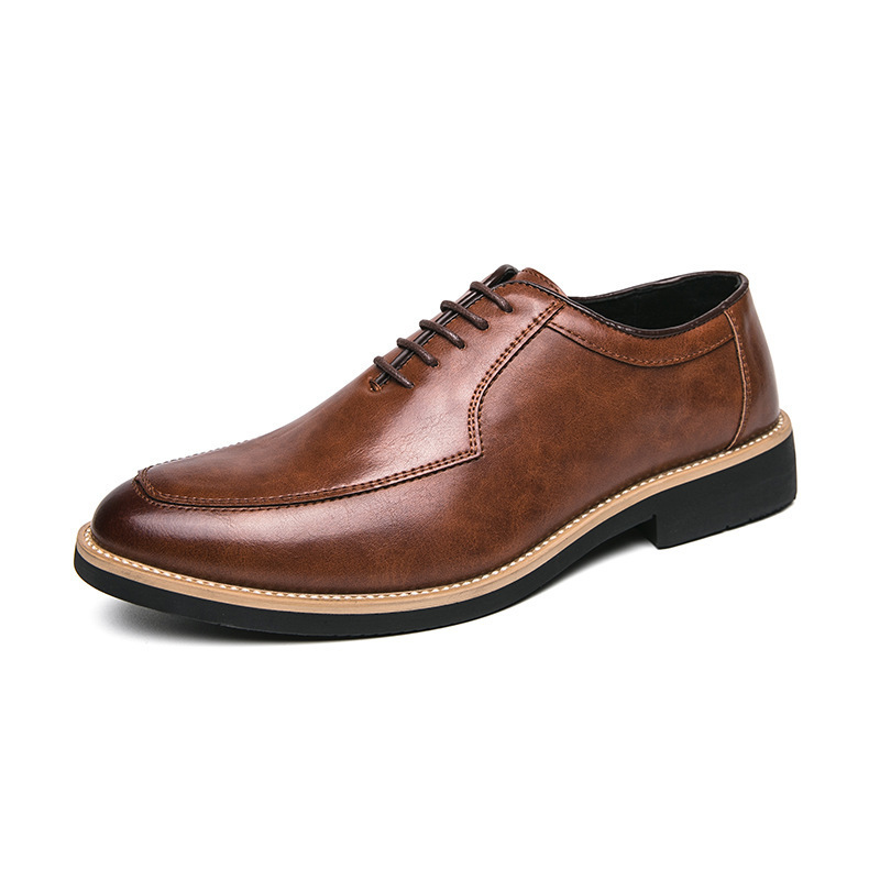Zapatos de cuero ropa formal de negocios para hombres zapatos casuales de suela gruesa 2024 primavera y otoño moda británica zapatos de boda de novio puntiagudos