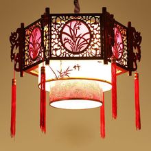 中式吊灯实木仿古中国风羊皮吊灯客厅饭店中餐厅餐馆复古古典灯具