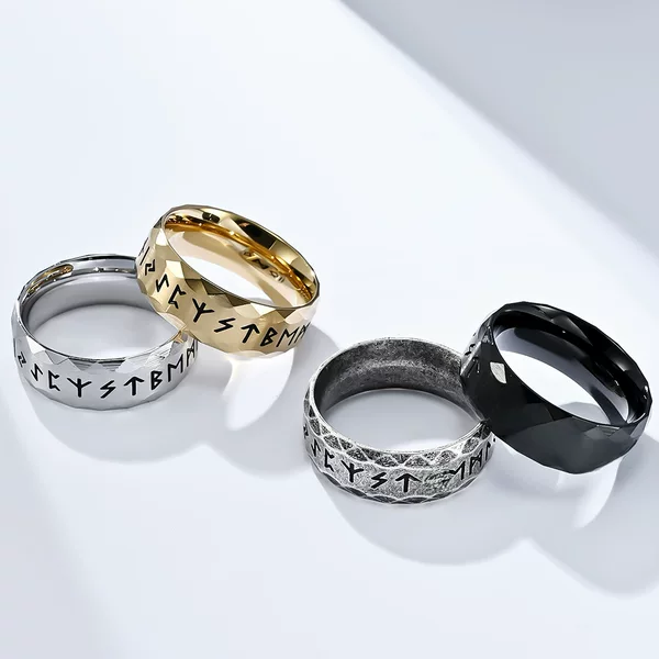 2026 Nordic Viking Rune New Vintage Titanium Steel Ring Cross-Border Bestseller Amazon Hot Item