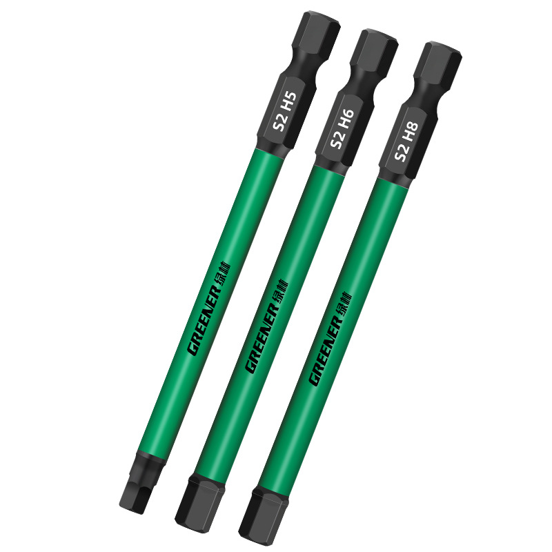 Bosque verde hexagonal destornillador Cabeza de Acero de tungsteno destornillador eléctrico de varilla destornillador eléctrico magnético fuerte mango hexagonal mano taladro traje
