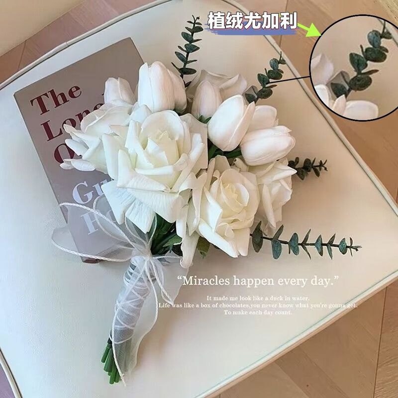 手捧花新娘结婚红色玫瑰新款森系婚礼仿真花拍照道具领证捧花球|undefined
