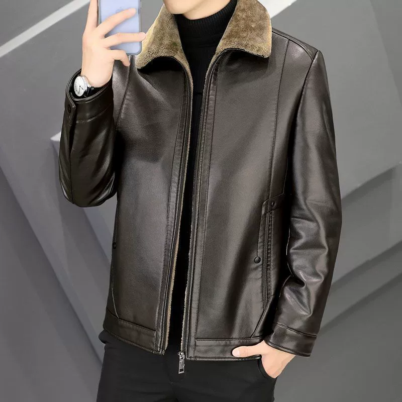 Keep warm demi-season short down jacket, for middle age