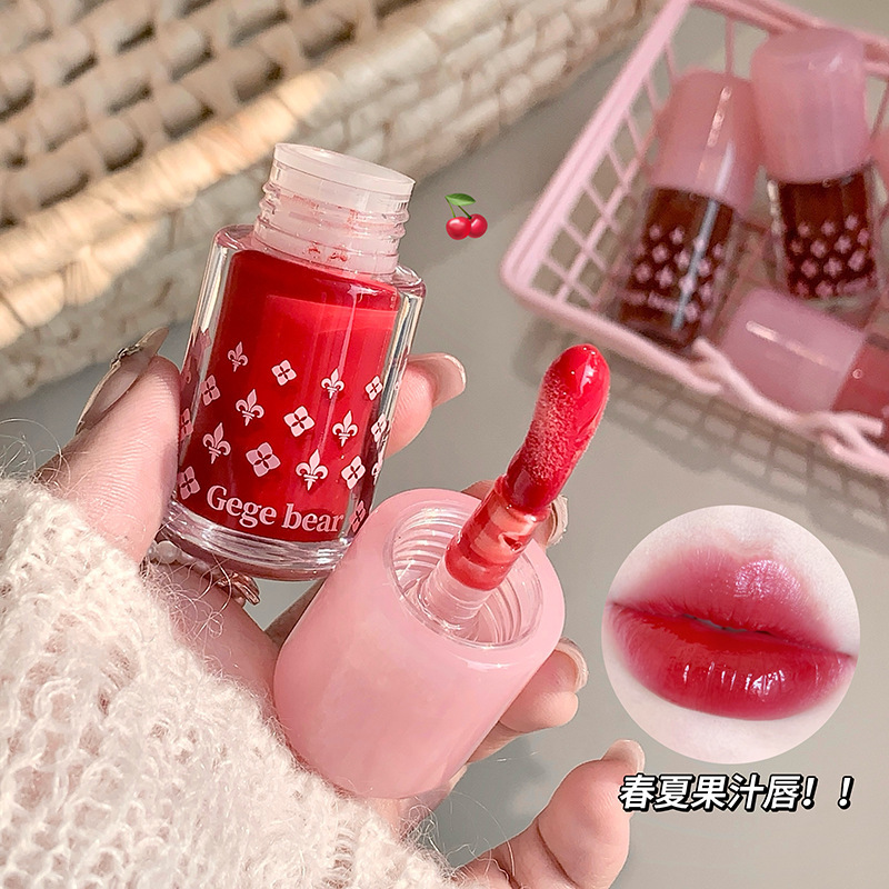 Gege bear net permeable esmalte labial de miel de agua brillante espejo de labio húmedo hidratante para estudiantes pseudo esmalte labial simple