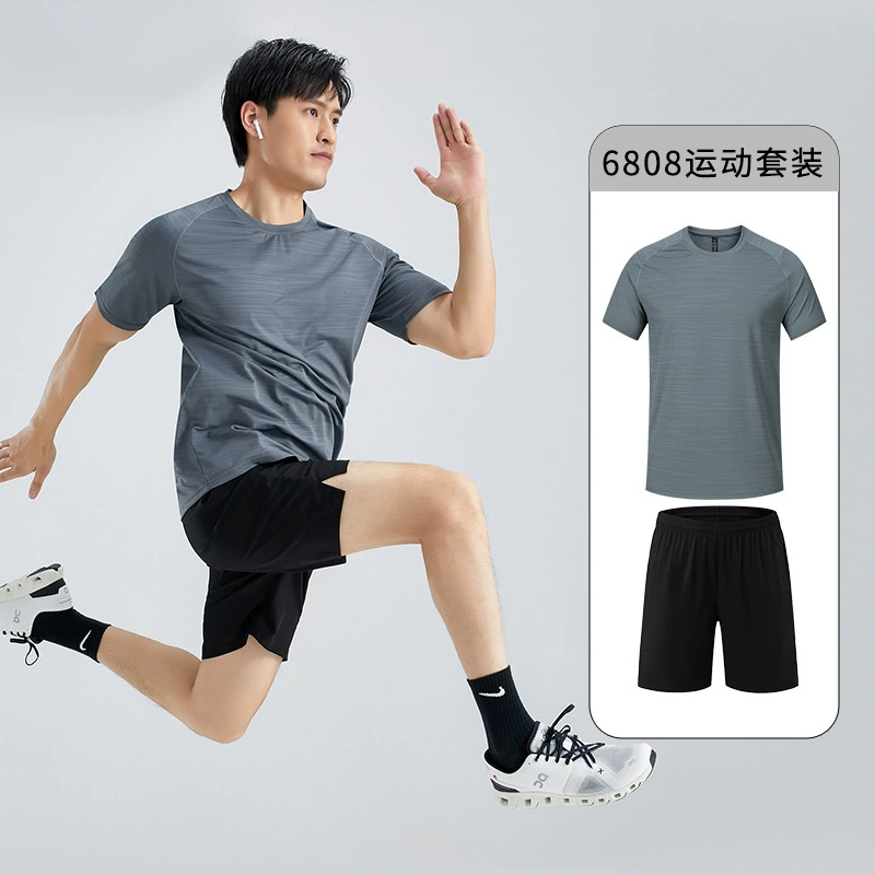Спортивный костюм для мужчин и женщин Летний новый бег с короткими рукавами тонкий быстрый сухой костюм утренний бег на открытом воздухе баскетбол фитнес-тренировочный костюм