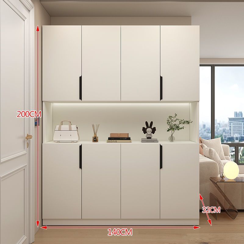 Solid Wood Entry Shoe Cabinet, Shoe Changing Stool, Home Door Wall-Mounted Multi-Functional Entrance Cabinet Storage Balcony Storage Cabinet