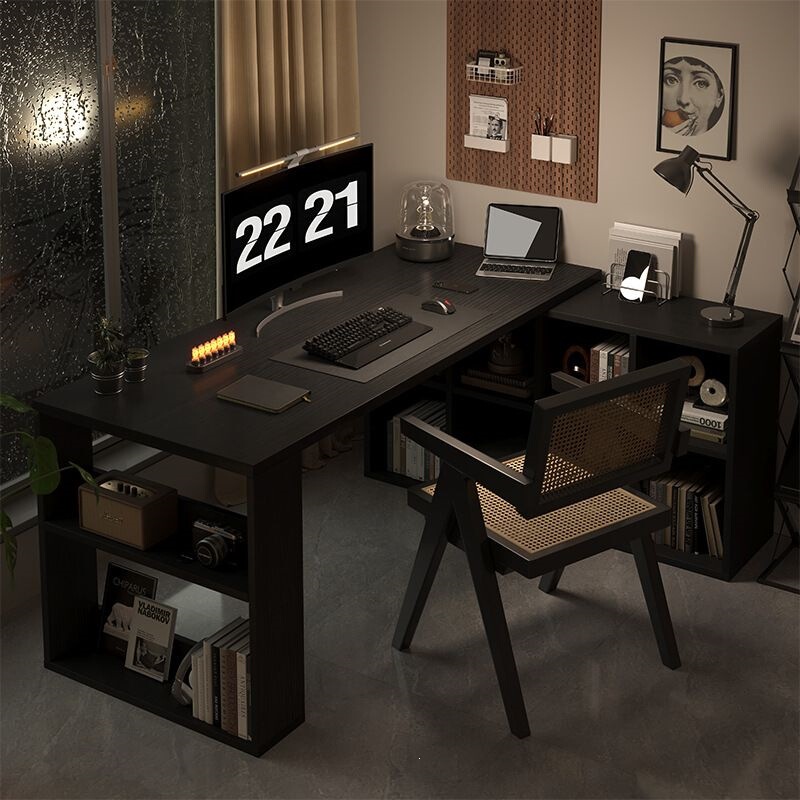 Corner Desk with Bookshelf, L-Shaped Computer Desk, Student Home Writing Desk, Girls' Dressing Table, Bedroom Table Corner Desk with Bookshelf, L-Shaped Computer Desk, Student Home Writing Desk, Girls' Dressing Table, Bedroom Table