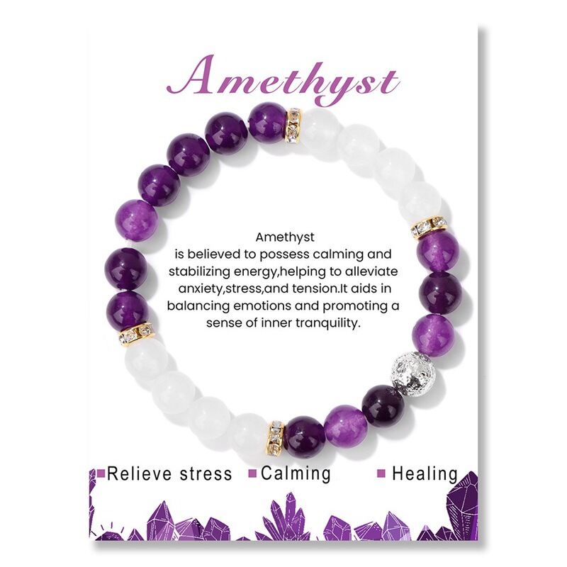 Amazon new stone beads elastic rope bracelet women's simple all-match niche design white crystal pendant bracelet