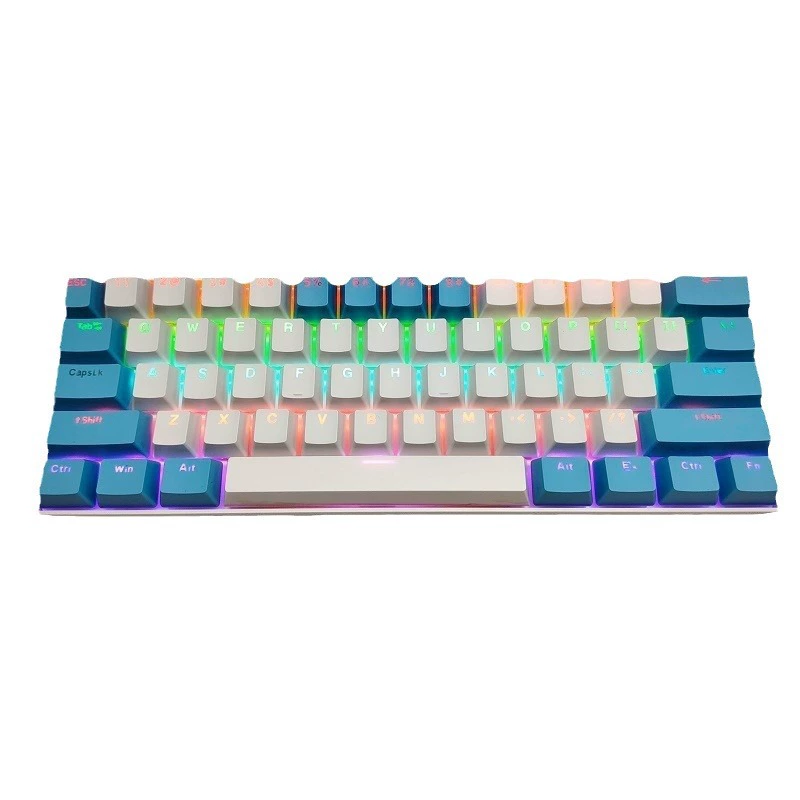 Mechanical Keyboard H61, Wired RGB Mixed-Light, Green/Red/Blue/Tea Switch Options, Compact