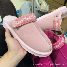 跨境专供大码平底包头棉拖鞋女真皮爆款外穿加厚加绒保暖毛毛拖男