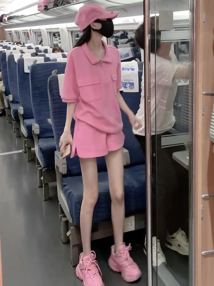 Cross-border Internet Celebrity Short-sleeve Suit Women, 2025 Summer New Fashion Stylish Casual Loose Sports Two-piece_ecoleips.com