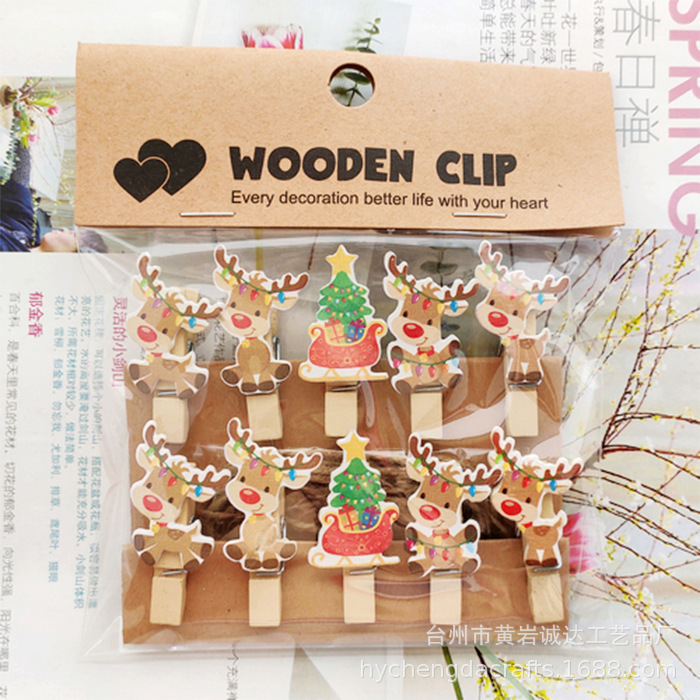 漫画のクリスマスギフト、ペンダント、写真壁、木製工芸品、ホームペンダント、カード、小さな木製クリップのコレクション|undefined