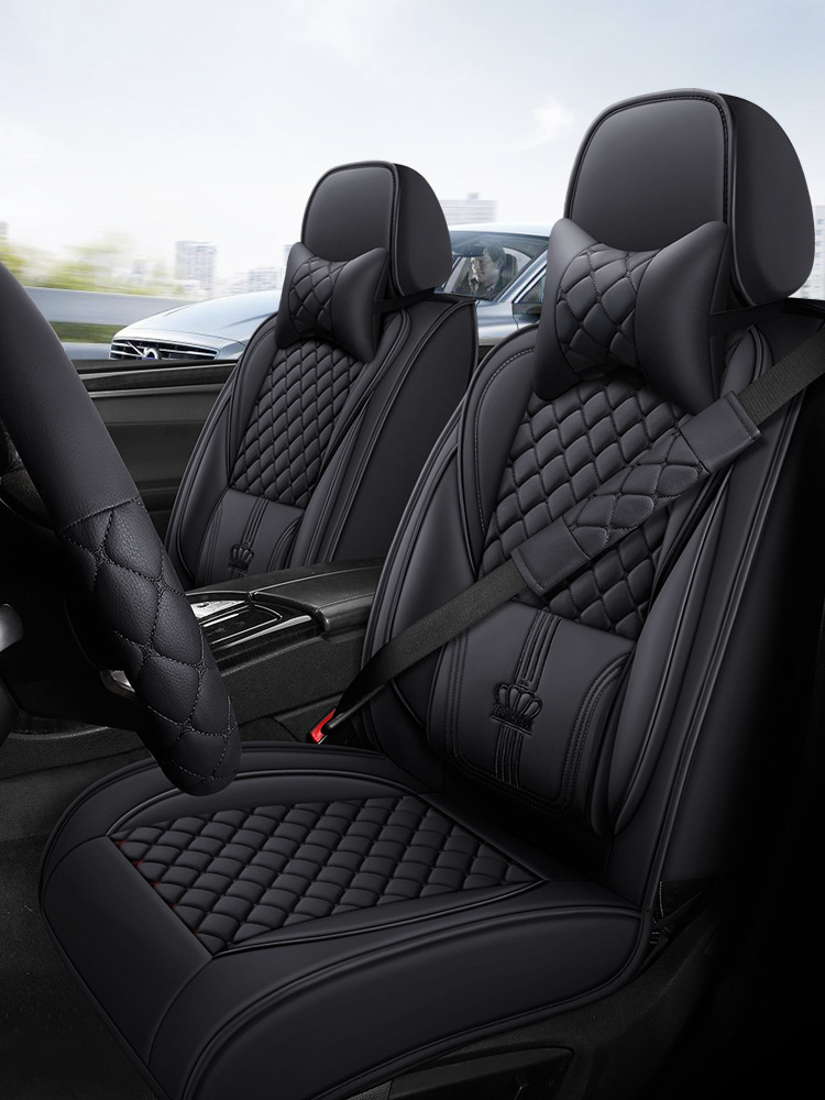 Full Leather – Universal Seat cushion, seat cover - pure-black-shoulder-pad