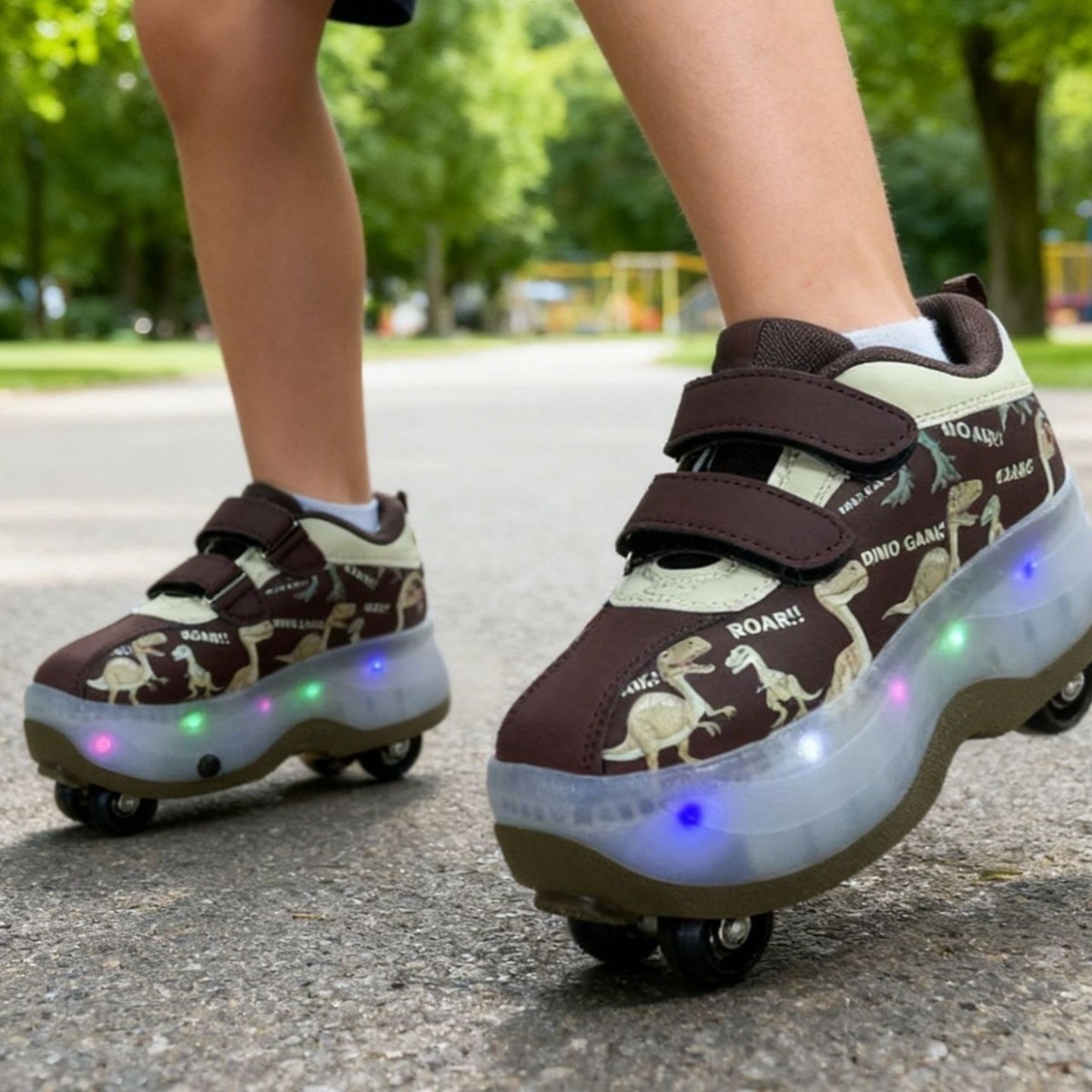 Special Offer Dinosaur-Themed Children's Outdoor Roller Skates for Boys and Girls, Cartoon Roller Skates