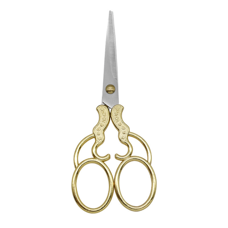 Tijeras clásicas de color bronce DIIY tijeras de bordado cruzado tijeras colgantes frillantes tijeras retrógradas tijeras de bolsas de té