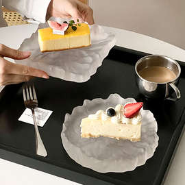创意玻璃冰川盘冷餐糕点托盘西点磨砂寿司盘展示底托烘焙甜品台