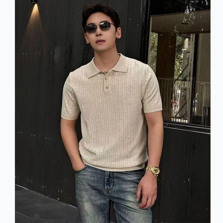Camisas de polo de manga corta con solapa, camisetas de punto de hombre con solapa, camisetas comerciales de hielo, comercio exterior transfronterizo al por mayor