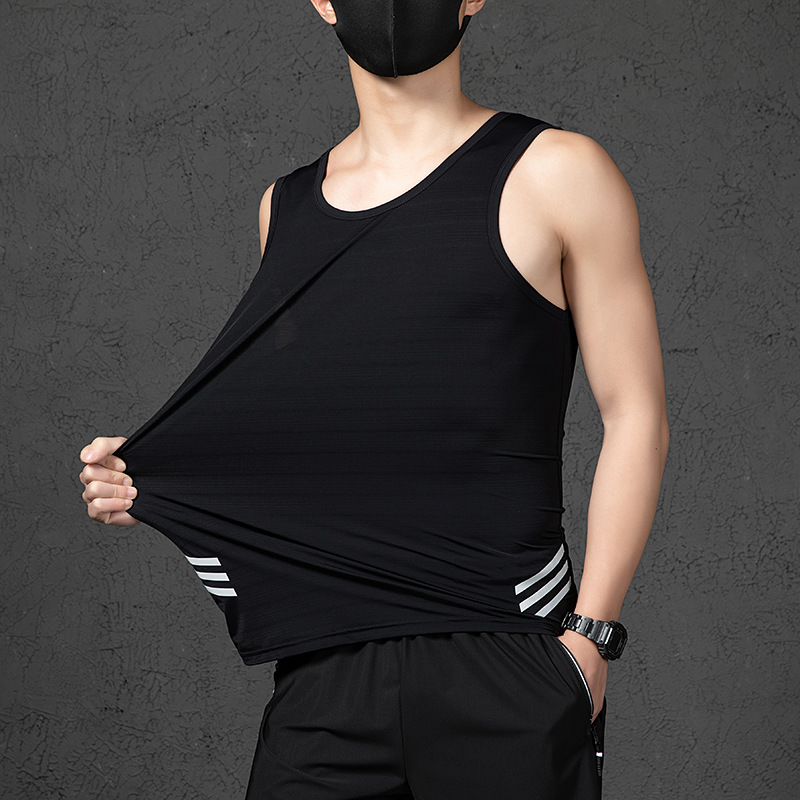 L - 8X chaleco de hielo extra grande chaleco de verano hombre camiseta de moda sin mangas camiseta deportiva suelta hombro correr ropa seca rápida
