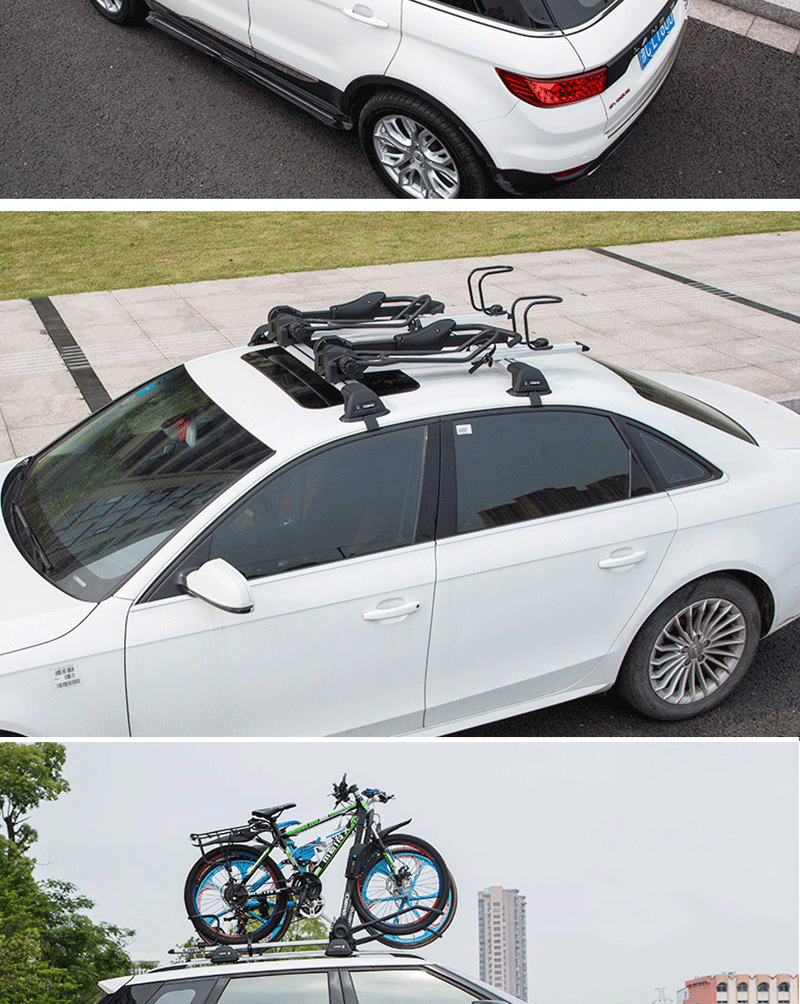 Universal Car Roof Bike Rack with Heavy-Duty Aluminum Alloy Crossbar for Sedan Balance Bike, Vehicle-Mounted Lockable Bike Rack