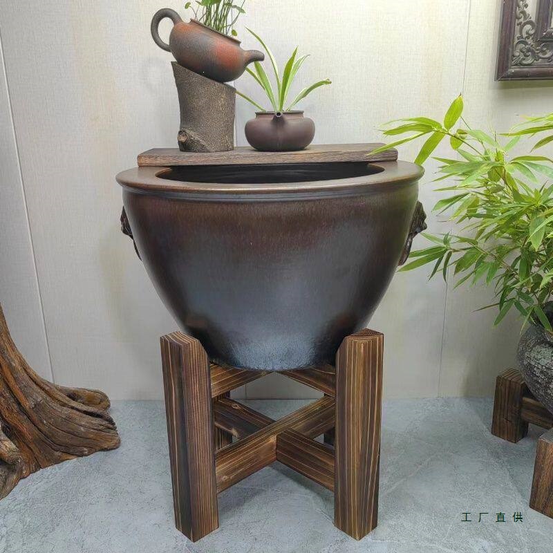 古法陶瓷鱼缸底座架子水缸木脚架花盆支架酒坛酒缸木架实木支撑架