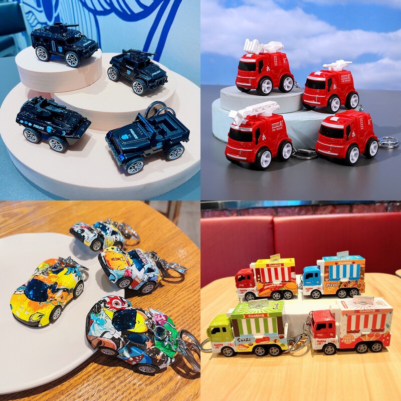 Internet celebrity alloy pull back car series keychain pendant mini car model decoration children's toy small gift