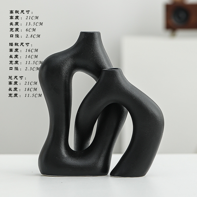 Cerámica arte florero traje combinación alto sentido salón TV gabinete hogar suave decoración del hogar blanco