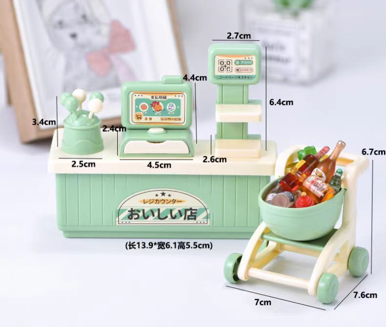 Simulación de mini miniature supermercado estante de bocadillos estante de escena de muñeca modelo de casa pequeña decoración juguetes caseros