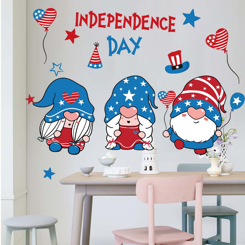 小矮人美国独立日PVC磨砂贴纸 AF5560跨境儿童房墙贴墙面装饰贴