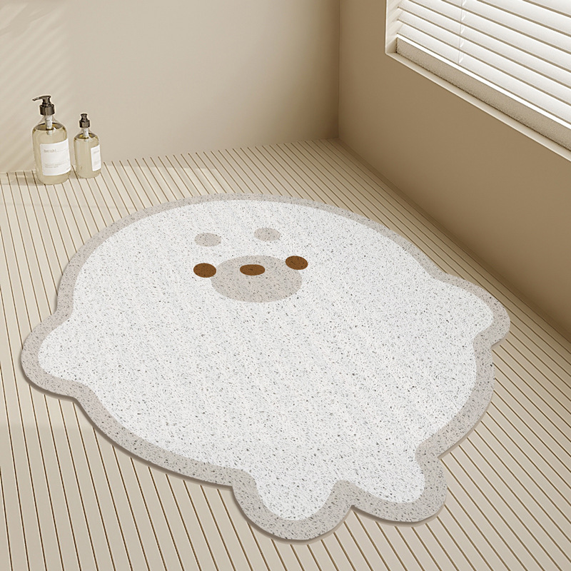 Cartoon Washbasin Side Foot Mat, Special-Shaped Irregular Decorative Floor Mat, Cute Animal Hollow Wire Ring Bathroom Floor Mat