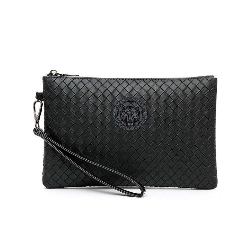 Nuevo bolso de mano de hombre tejido de gran capacidad sobre bolso de cuero suave de moda bolso de hombre de negocios transmisión en vivo un agente de cabello
