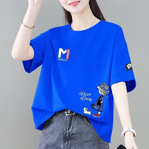 Final order discount short-sleeved t-shirt women's summer new Korean style fashionable loose foreign-style age-reducing all-match top ins