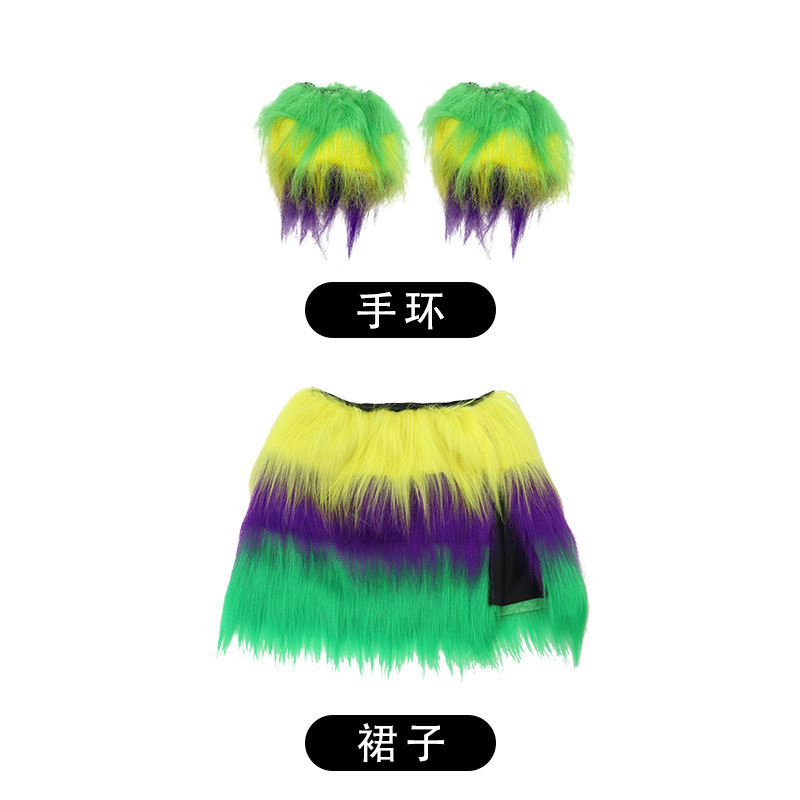 Explosiones transfronterizas de carnaval correa de pelo tricolor plumas buckle bandera falda set fiesta accesorios de maquillaje