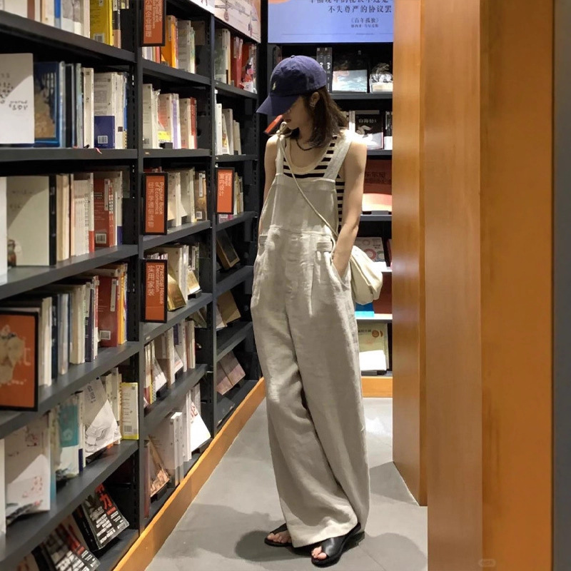 New Trendy Korean Style Loose Slimming White Straight-Leg Casual Overalls Summer Fashion Versatile Jumpsuit for Women New Trendy Korean Style Loose Slimming White Straight-Leg Casual Overalls Summer Fashion Versatile Jumpsuit for Women