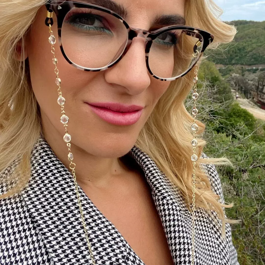 欧美跨境波西米亚风挂脖防滑防丢装饰配饰女简约多功能水晶眼镜链