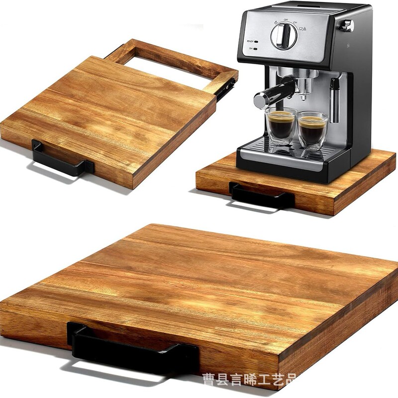 Cross-Border Wooden Coffee Machine Sliding Tray, Home Kitchen Appliance Base, Wooden Juicer Sliding Base