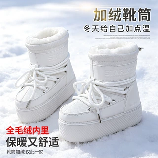 跨境儿童雪地靴加厚防水防滑太空靴保暖厚底月球靴男女同款滑雪鞋