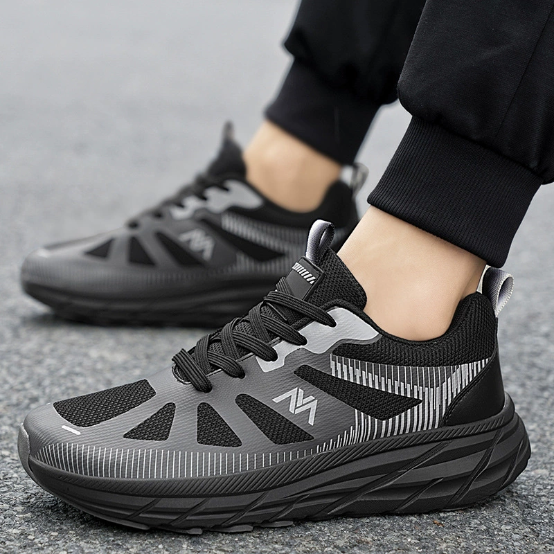 Мужская спортивная обувь с широкой подошвой и большим пальцем ноги для людей с ожирением и вальгусной деформацией костей, свободные кроссовки, кроссовки на легкой подошве для бега по пересеченной местности, грязеотталкивающие черные.