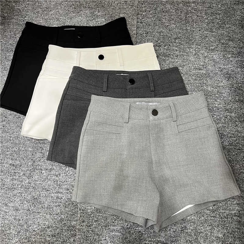 2026 Spring and Summer New Style College Style High-Waisted Solid Color Straight Three-Quarter Pants Casual Shorts Simple Suit Shorts for Women 2026 Spring and Summer New Style College Style High-Waisted Solid Color Straight Three-Quarter Pants Casual Shorts Simple Suit Shorts for Women