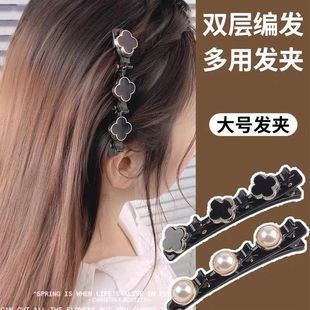 网红刘海发夹韩版边夹双层固定编发神器懒人造型蓬松夹子发卡-阿里巴巴