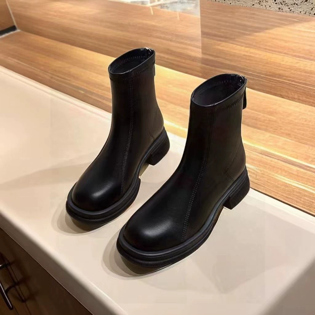 Короткие сапоги из мягкой кожи на осень и зиму, суперпопулярные уличные ботинки в британском стиле 2025 года, хлопковые сапоги, удобные и износостойкие теплые женские сапоги с короткими трубками