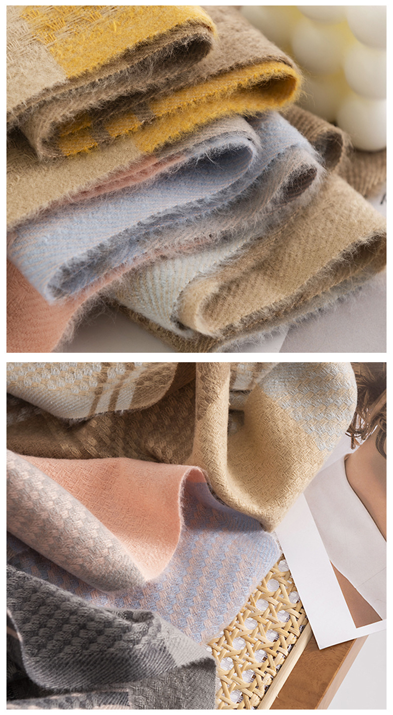 Sciarpa scozzese quadrata alla moda da donna, semplice e generosa, imitazione cashmere, scialle caldo, sciarpa a prova di freddo_voghion.com