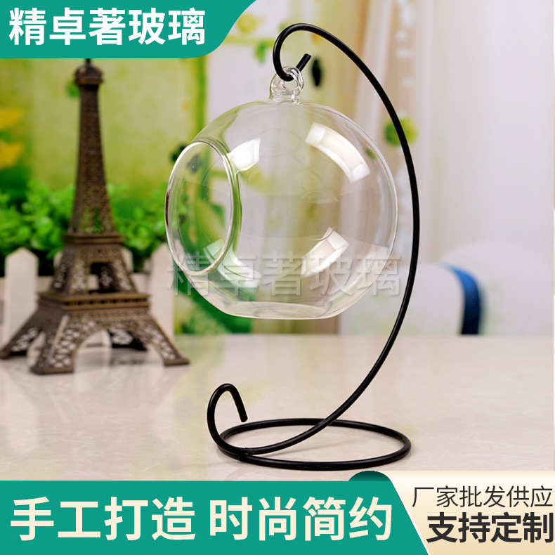 Florero colgante de bola transparente, mini paisaje hidropónico, ideal para suculentas y decoración